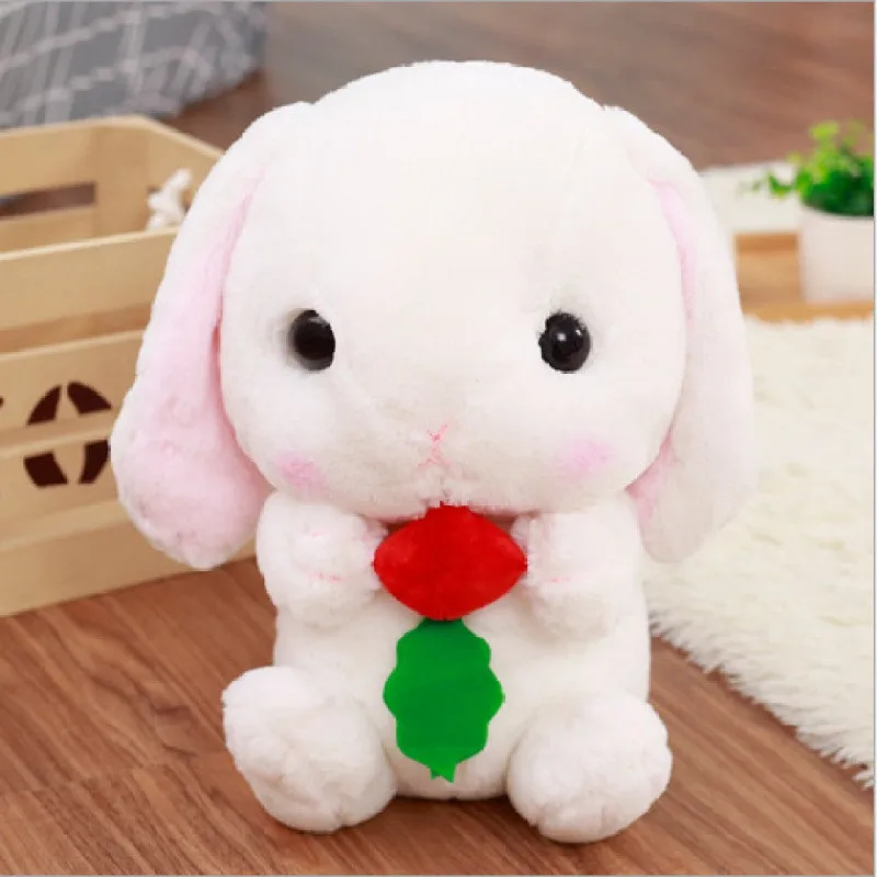Плюшевый кролик с висящими ушами, игрушки для детей, Kawaii, розовый, коричневый, серый, Кукла Кролик, милый мягкий плюшевый кролик, плюшевые игрушки, подарок - Цвет: White Rabbit Carrot