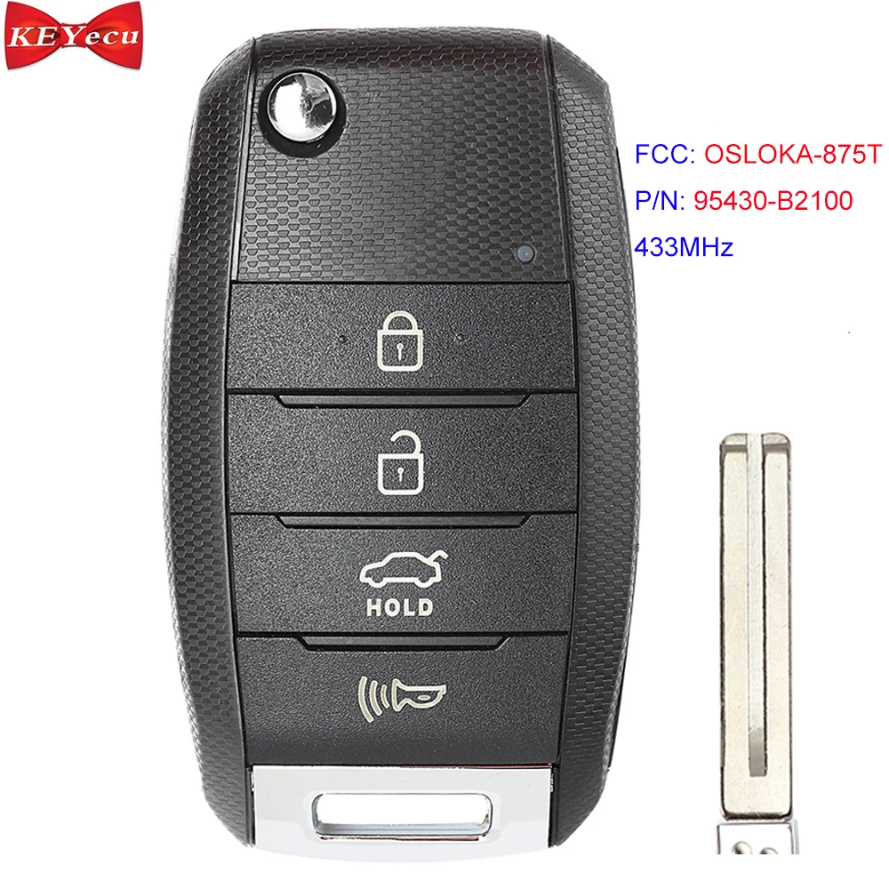 KEYECU для Kia Soul 2014 2015 2016 2017 2018 дистанционный автомобильный брелок 433 МГц FCC ID: OSLOKA-875T