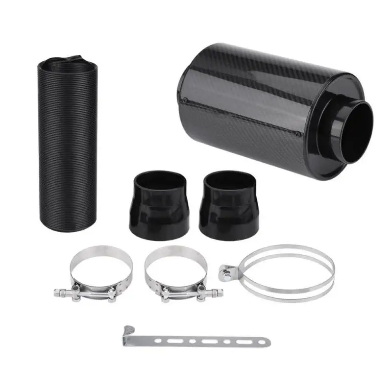 

Induction Ram Filter Box Cold Air Intake System W/ Intake Hose 76mm 3" Universal Carbon Fiber Car Cold Air Filter Induction Kit