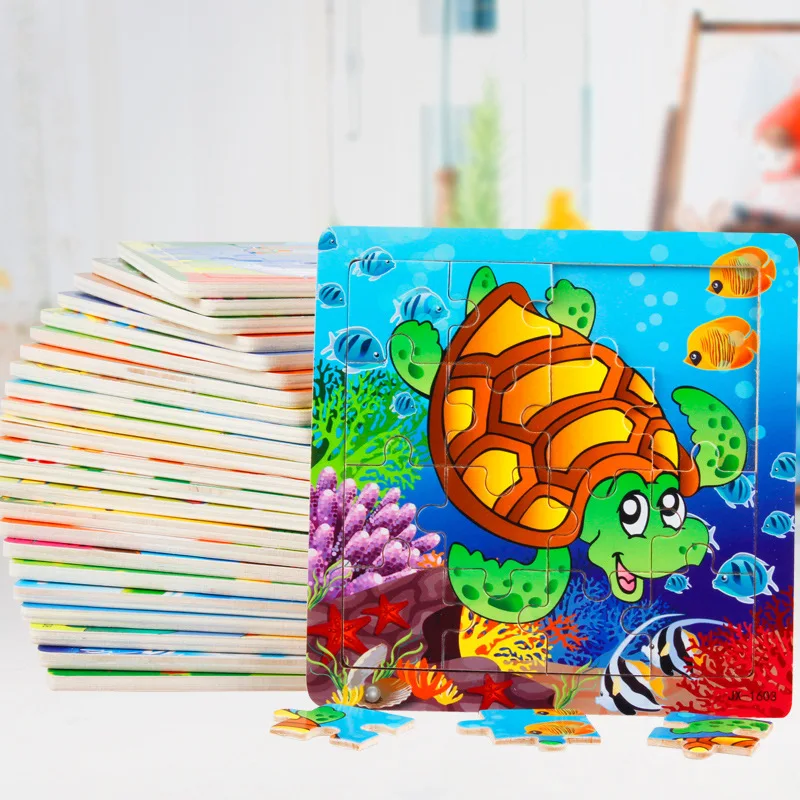 

Wooden 3D Puzzle Jigsaw Toys Animal Cartoon Puzzles Intelligence puzzles for kids