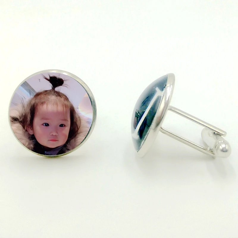 

Best Cufflinks Baby Child Father and Mother Brother and Sister Friends Colleagues Photo Print Glass Custom Logo Men's Cufflinks