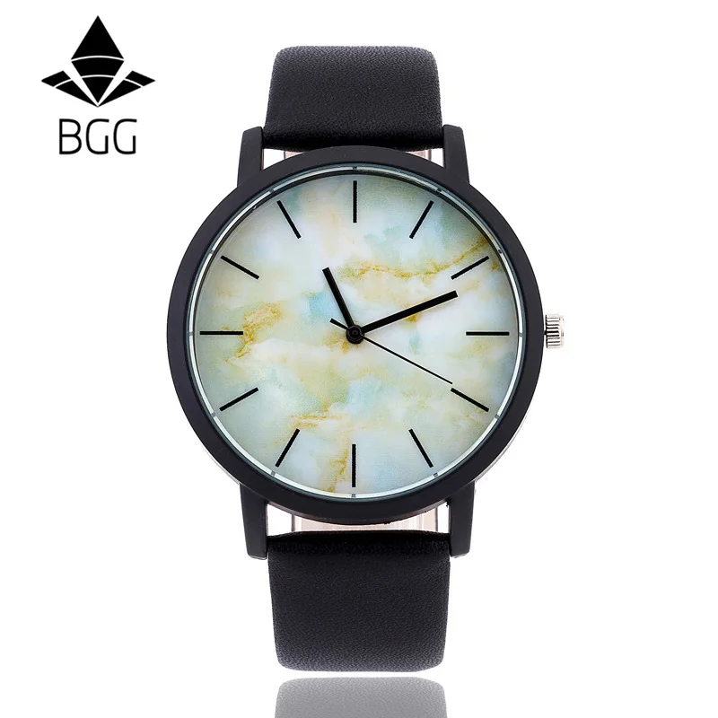 British style Marble Watches 2018 Hot Fashion Marbling Stripe Creative Quartz Watch Men Women Wristwatches Genuine Leather Clock