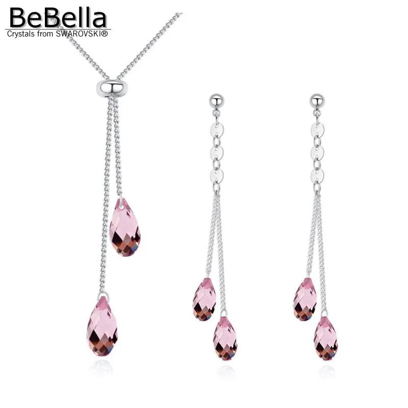 

BeBella crystal tear drop pendant necklace earrings set made with Austrian Crystals from Swarovski ELEMENTS for women gift 2018