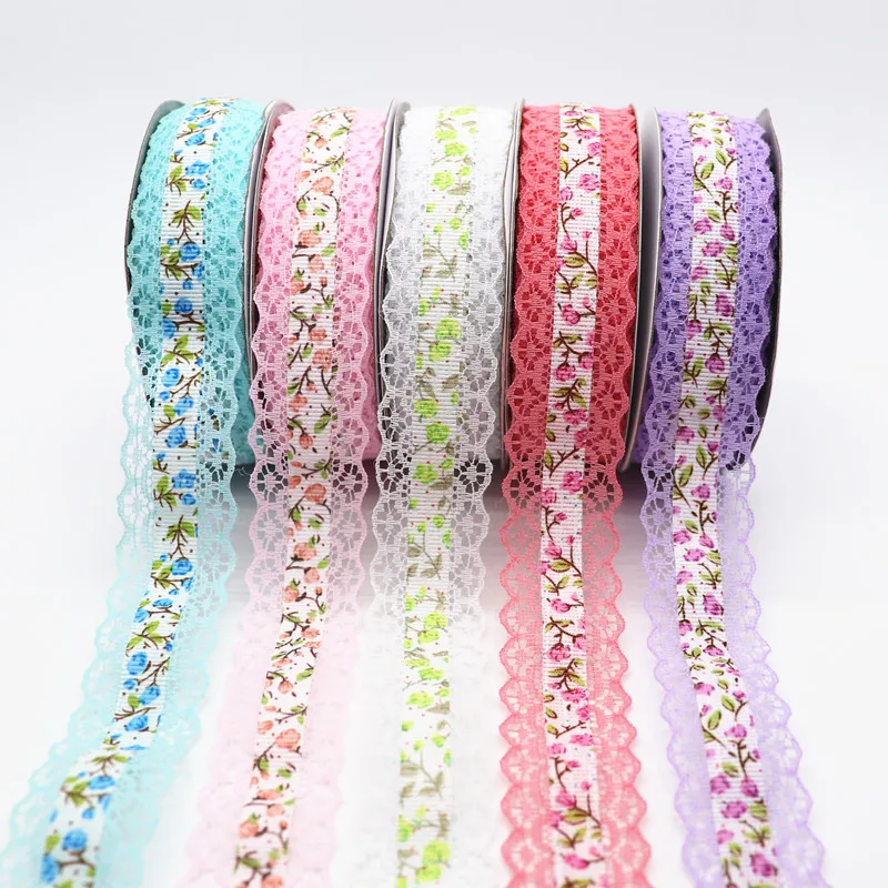 

20 Yards/Roll Lace Ribbon Flowers Printed Ribbon 28MM For Hair Bows DIY Crafts Handmade Accessories M19070401