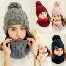 JAYCOSIN 2 шт. для женщин зимние теплые вязаные Venonat шапочка шапка+ шарф согреться комплект Прямая поставка Nov.24