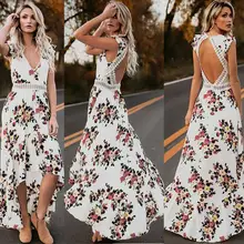women bohemian sleeveless print dress summer holiday long maxi dress sleeveless v neck causal leisure dress black leaf print v neck maxi dress