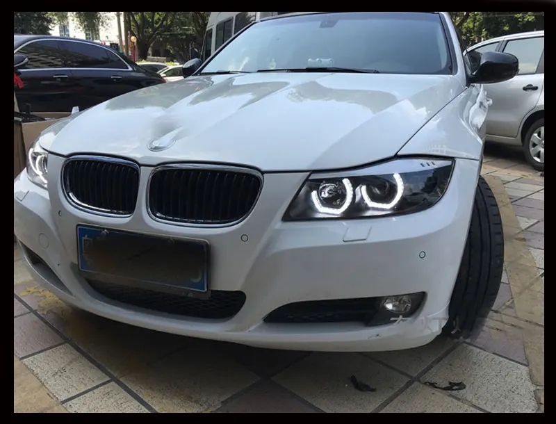 Автомобильный стайлинг фары для BMW E90 фары 318i 320i 325i фары светодиодный ангельские глазки передний свет для 318 320 325 Bi Xenon объектива