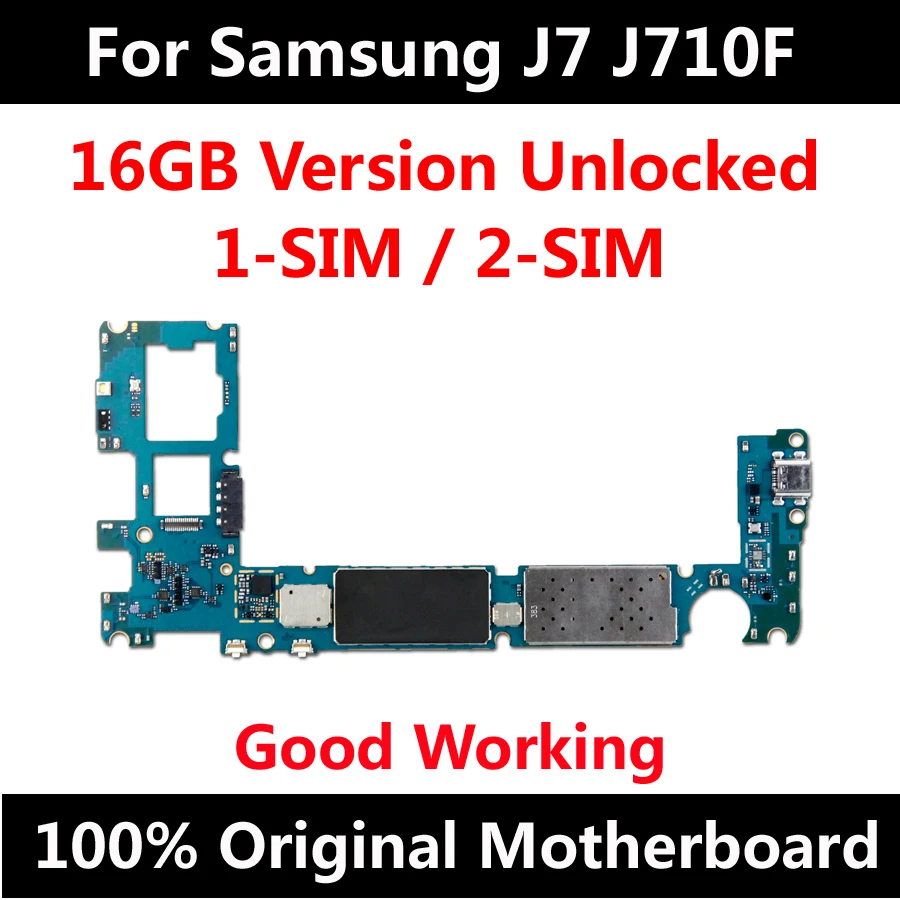

EU Version Original Motherboard For Samsung Galaxy J7 J710F Dual SIM Factory Unlock With Full Chips Android OS Logic Board