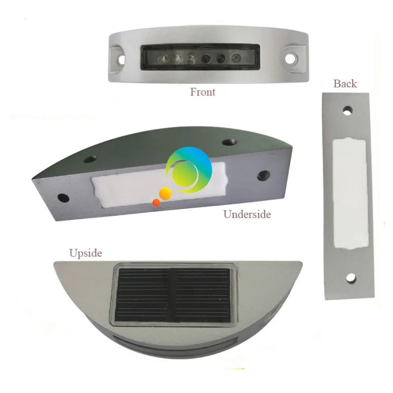 One side White LED Warning Light Semicircle Aluminum Road Stud Solar Power RoadReflector Stud