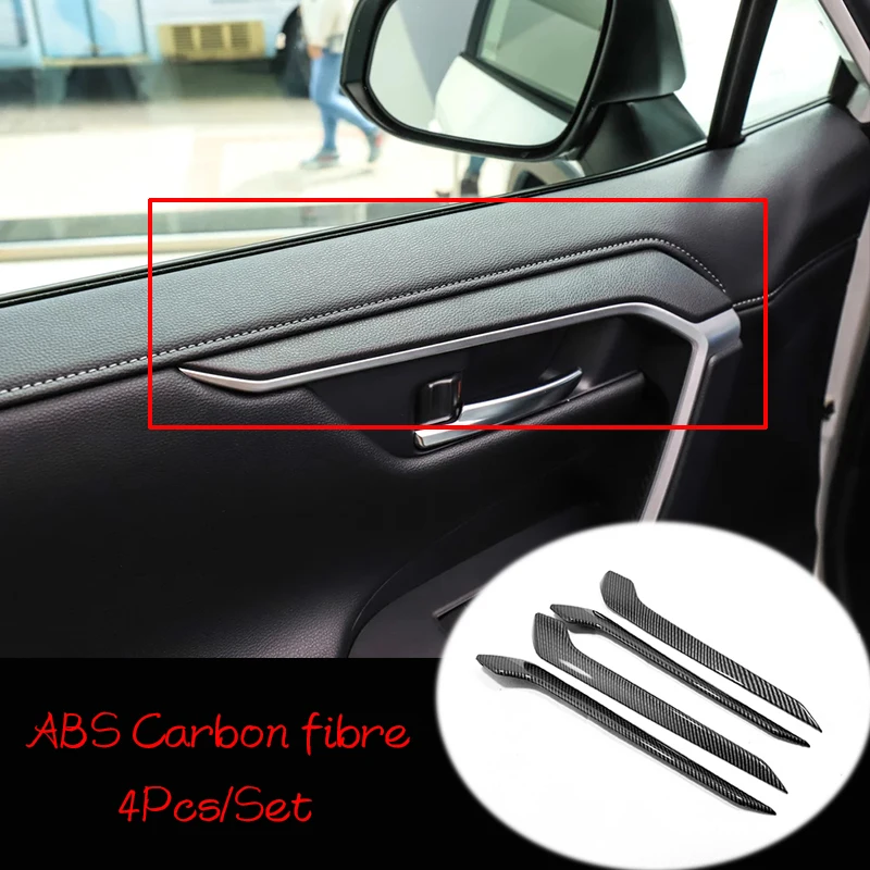 

2019 2020 Car Side Inner Door Decoration Strip Cover Trim Shell Car Accessories ABS Carbon Fibre / wood Grain for Toyota Rav4