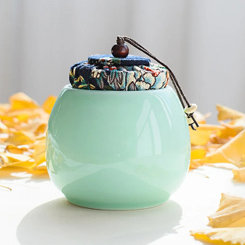 

Celadon Small Tea Pot Tea Can Be Made By Hand Ceramic Sealed Can Chinese Wind Tea Can Seal Very Well Can Store Candy Dried Fruit
