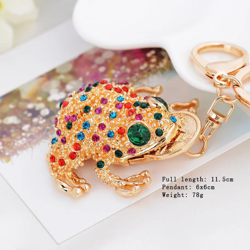 lovely colorful crystal frog key chains fashion rhinestone toad
