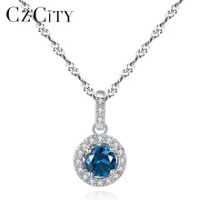 CZCITY ожерелье из чистого 925 пробы серебра для женщин, модное красочное ожерелье с подвеской из драгоценных камней, очаровательное рождественское ювелирное изделие