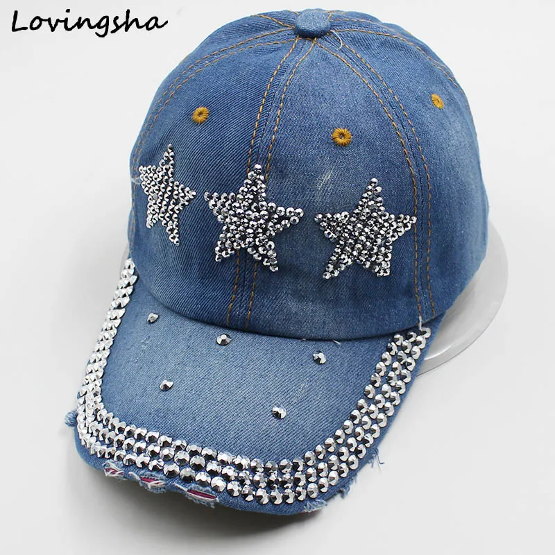 Lovingsha высокое качество Стразы леди Бейсбол Кепки Мода отдыха женщина cap Винтаж
