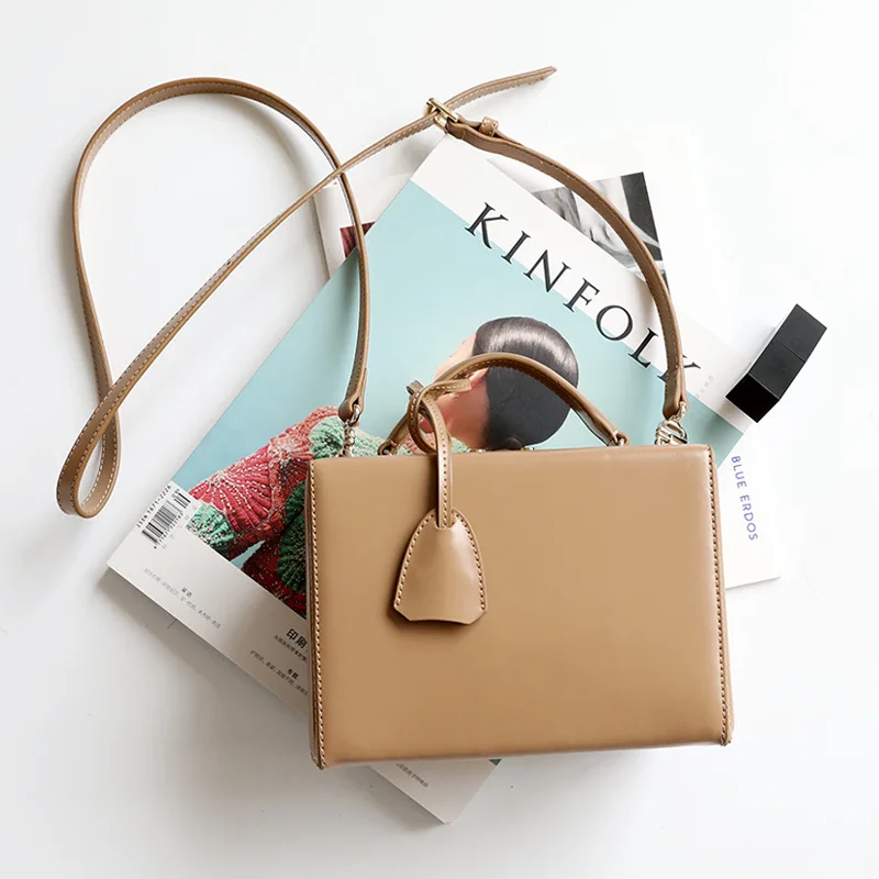 

Fashion Genuine Leather Mini Small Square Pack Shoulder Bag Crossbody Package Clutch Women Designer Wallet Handbags Box Shape