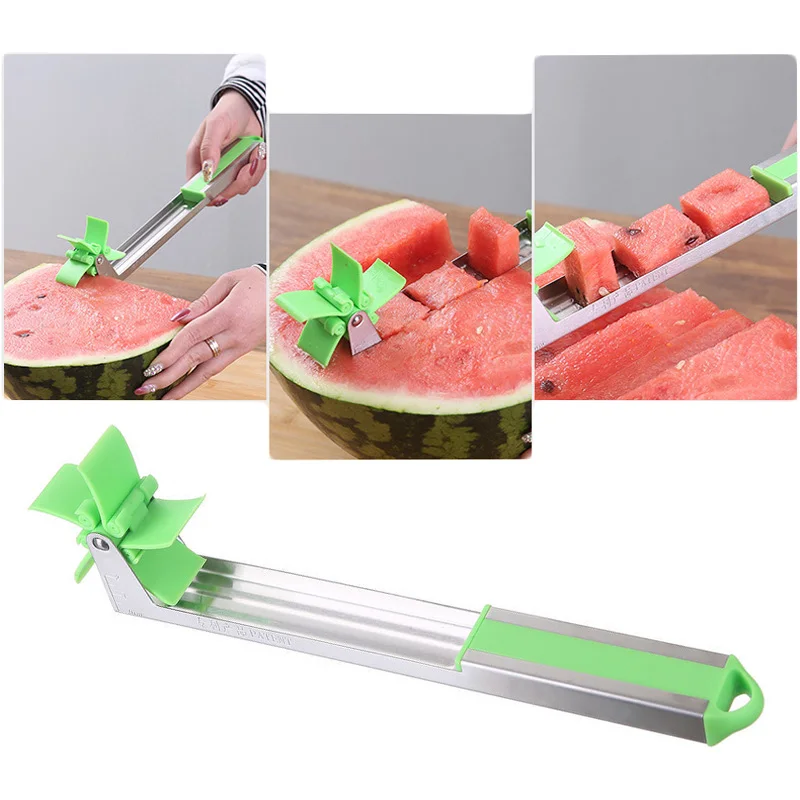 

Watermelon Slicer Cutter Tongs Corer Windmill Stainless Steel Cutters for Cutting Fruit Watermelon Cubes Kitchen Power Save