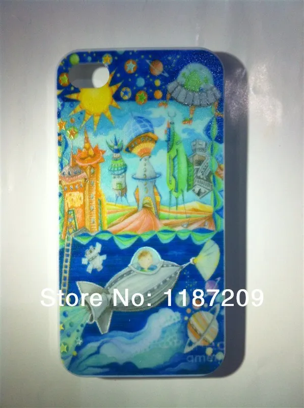 2014 popular new series pattern tile blue sea phone shell for iphone 4 4s free shipping |