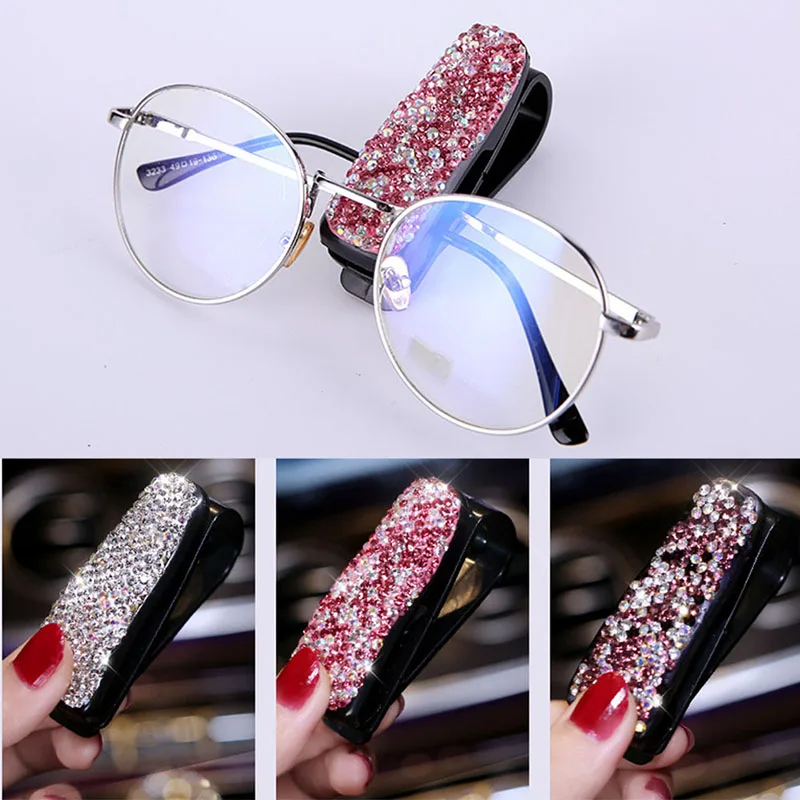 

Auto Fastener Clip Rhinestone Plastic Car Sun Visor Glasses Sunglasses Folder Ticket Receipt Card Clip Storage Holder Accessorie