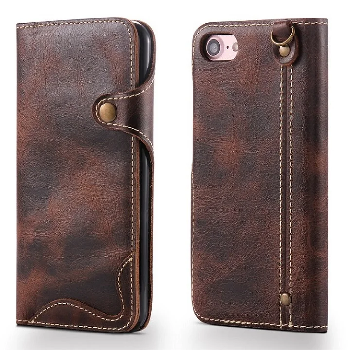 Для iPhone 7 чехол роскошный мобильный чехол для телефона чехол Флип кожаный винтажный кошелек стиль с отделением для карт для iPhone 7 Plus чехол для телефона s - Цвет: Brown