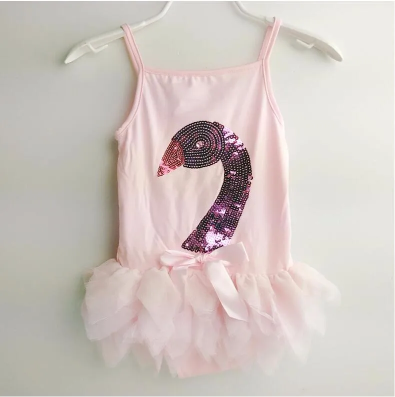 

Stock Elegant Sequined Swan Girl Swimming Suit Lovely Baby One Piece Swimwear Ballet Dancing Outfit Dress Tutu