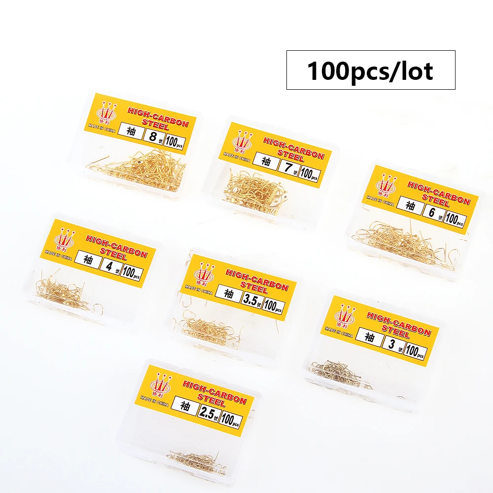 

FISH KING 100PC 2.5# 3# 3.5# 4# 6# 7# High Carbon Steel Fishing Hook Jig Head For Fishing Barbed Hook Carp Fishing Accessories