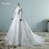 Customized ZJ9065 Corset 2025 White Wedding Dresses With Lace Edge Big Train Long Sleeves For Brides Formal Plus Size 2 26W 1