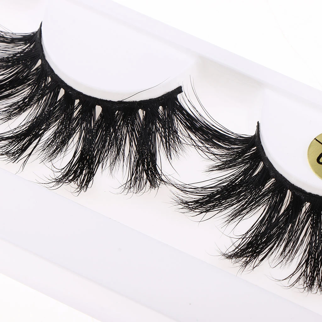 1 Pair Black Long Curly Eyelash Reusable Natural Messy Cross False Eyelashes