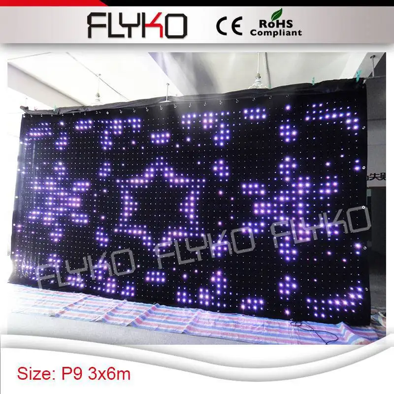 

Event & Party Supplies 3x6m P9 vision curtain emitting rainbow color video led backdrop