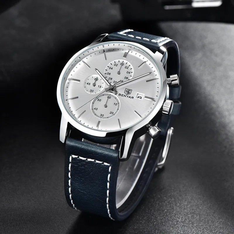 Ceny BENYAR męskie zegarki biznes moda męskie zegarki wojskowe sportowe chronograf Top marka luksusowy zegarek na rękę mężczyzna Reloj Hombre nowy
