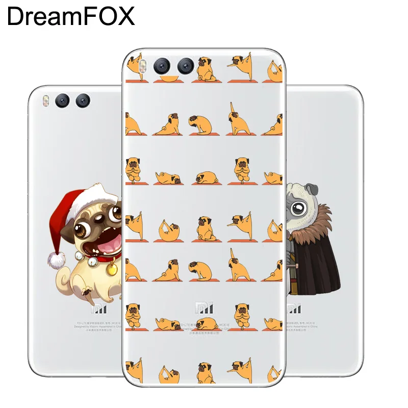 DREAMFOX L575 Cute Pug Dog Soft TPU Silicone Case Cover For Xiaomi Mi Note 2 3 4 5 6 8 SE M5 4C 4S 5C 5S 5X 6X A1 Plus |