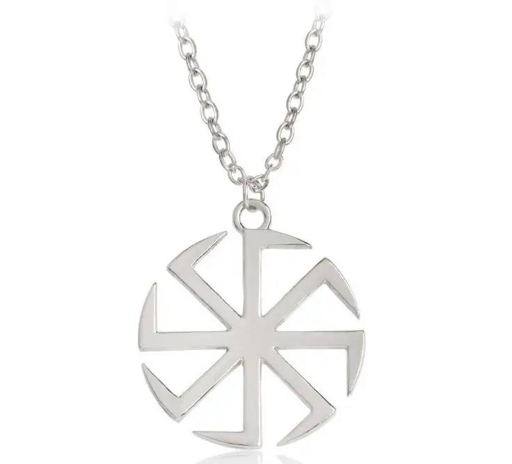 

2017 Fashion Dawapara Slavic Kolovrat Sun Talisman Pagan Round Power Tires Pendant Necklace With Chain For Women Men Jewelry