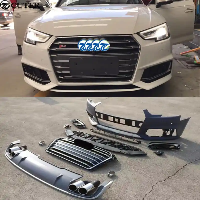 A4 B9 S4 front bumper Auto Rear Diffuser Lip exhaust tail pipes for
