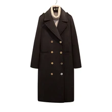 Новые модные женские теплые шерстяные смешанные простые пальто с длинными рукавами женские s женские металлические двубортные Epaulet