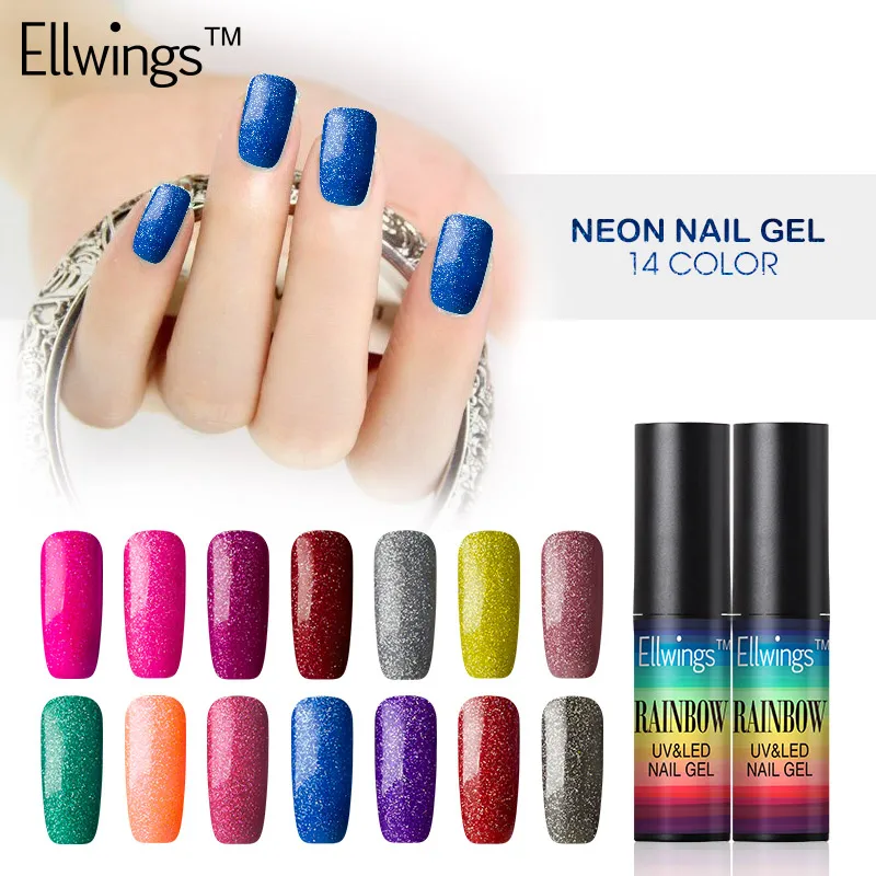 Ellwings 1 шт. красочные неоновые Гели для ногтей Лаки Гель-лак с DIY Nail Дизайн УФ гель лак клей Праймеры гель лак