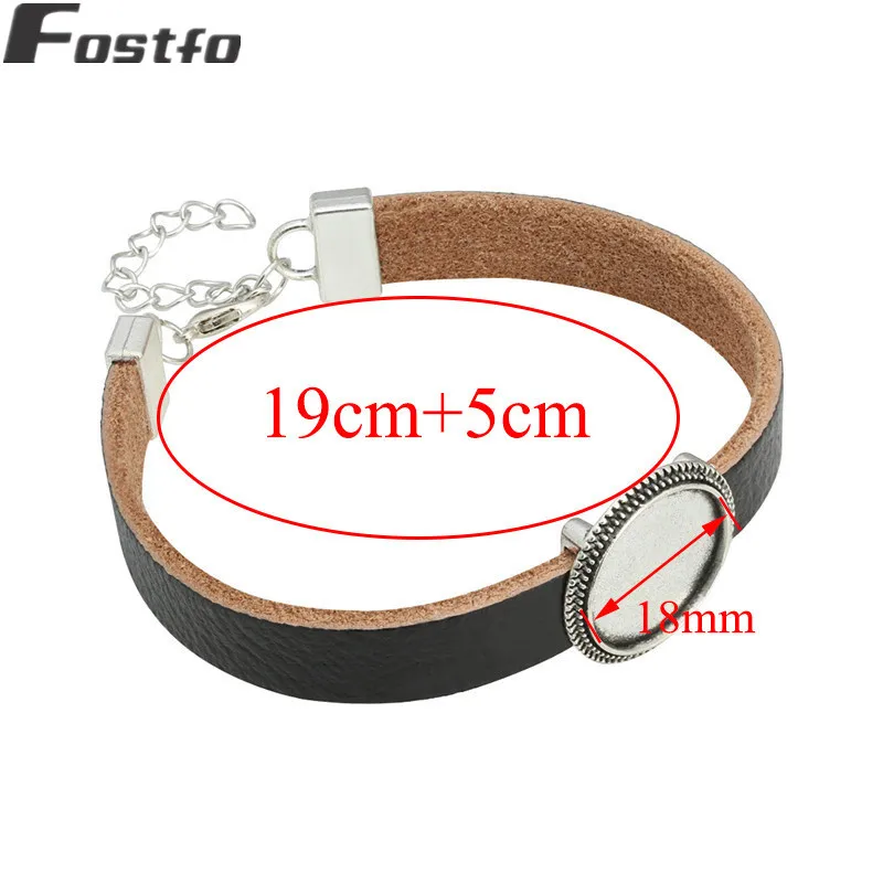 XINYAO-Black-Leather-Cuff-Bracelet-Bangle-Blank-Base-Fit-18mm-Round-Photo-Glass-Cabochon-Setting-Bezel