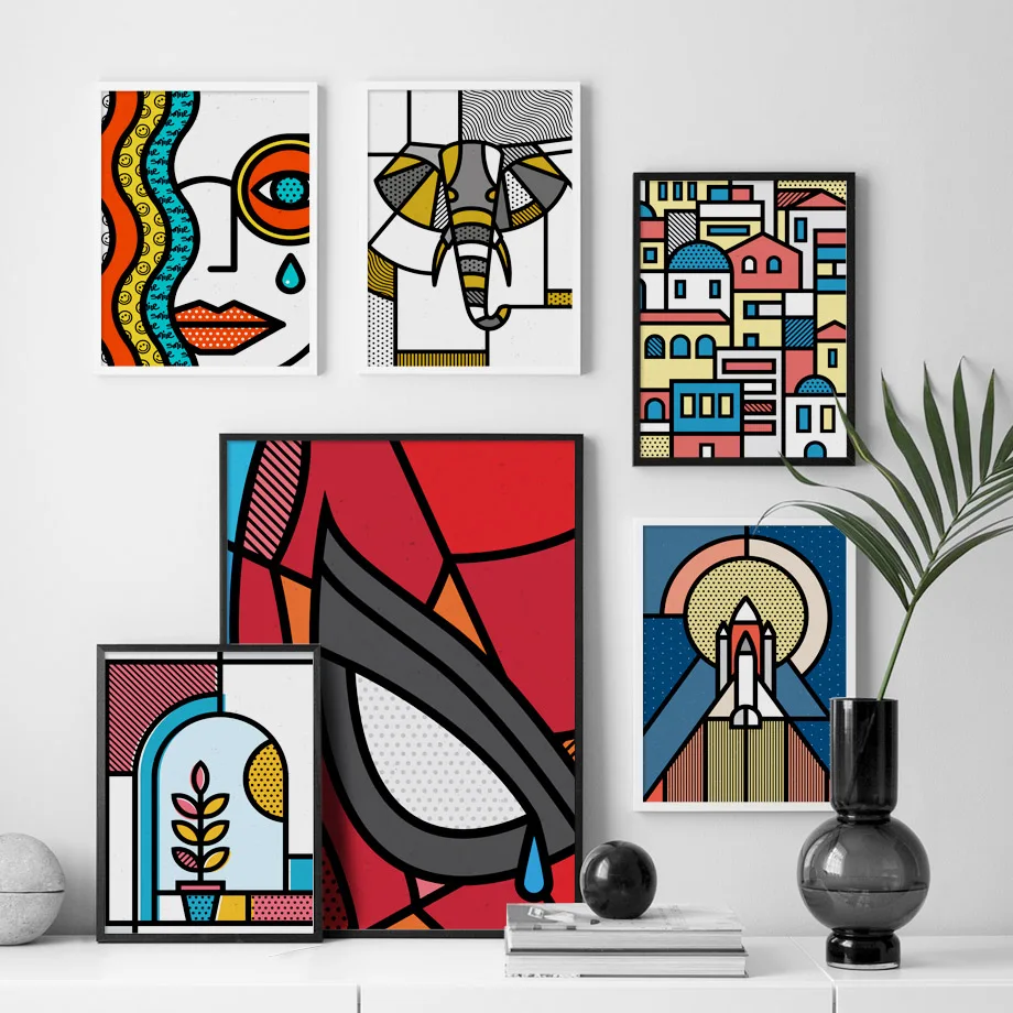 

Abstract Girl Tear Rocket Elephant Plant Wall Art Canvas Painting Nordic Posters And Prints Wall Pictures For Living Room Decor