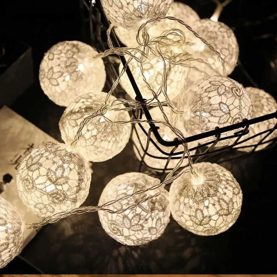 YINGTOUMAN 2017 батарея с кружевным шаром 20LED 3 м гирлянда для рождества праздника