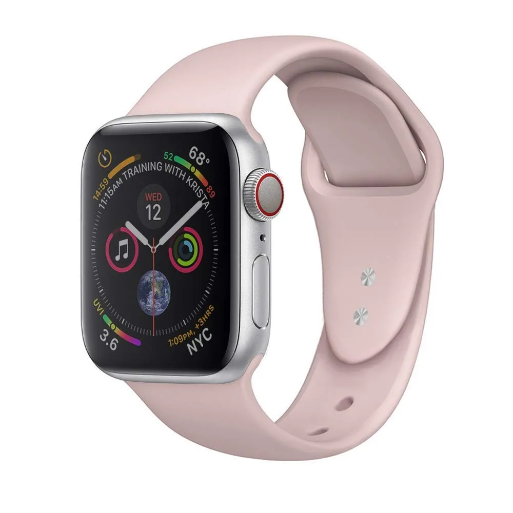 Pink Sand Sport Silicone Strap For Apple Watch Band 44mm/42mm 40mm/38mm Series 4/3/2/1 iWatch Rubber Band Bracelet