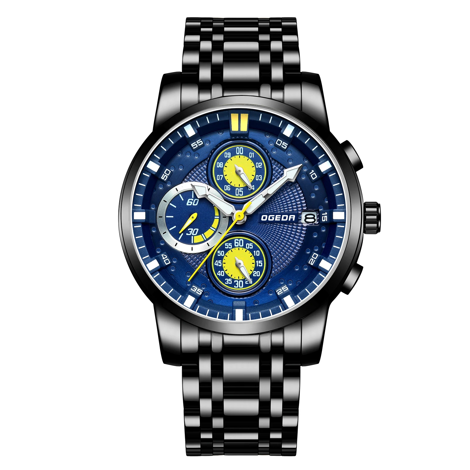 

2019 Mens Watch Sports Waterproof OGEDA Top Luxury Brand Quartz Clock Business Fashion Full Steel Mens Watches Relogio Masculino