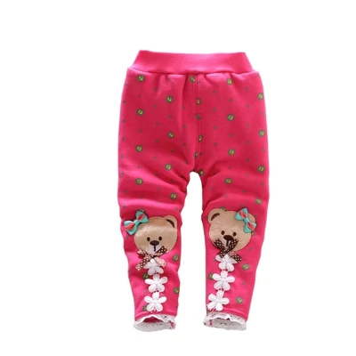 Теплые штаны с кроликом для маленьких девочек на осень и зиму штаны для малышей Детская одежда милый рисунок с героями мультфильмов, для малышей от 0 до 3 лет, Лидер продаж года - Цвет: rose