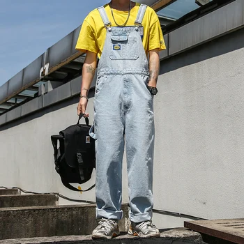 

Jumpsuit Pants Jeans Overalls Washed Loose Japanese Korean-Version Men's Casual Fashion
