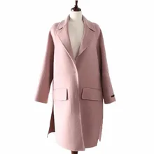 Осенне-зимний шерстяной жакет, женский пиджак, новая длинная Кофта свободного кроя, плюс размер, костюм с воротником, с пуговицами, пальто с подолом, боковое пальто G578