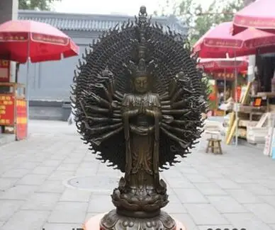 

Tibet Pure Bronze Buddhism 1000 armed Guanyin Avalokitesvara Bodhisattva statue