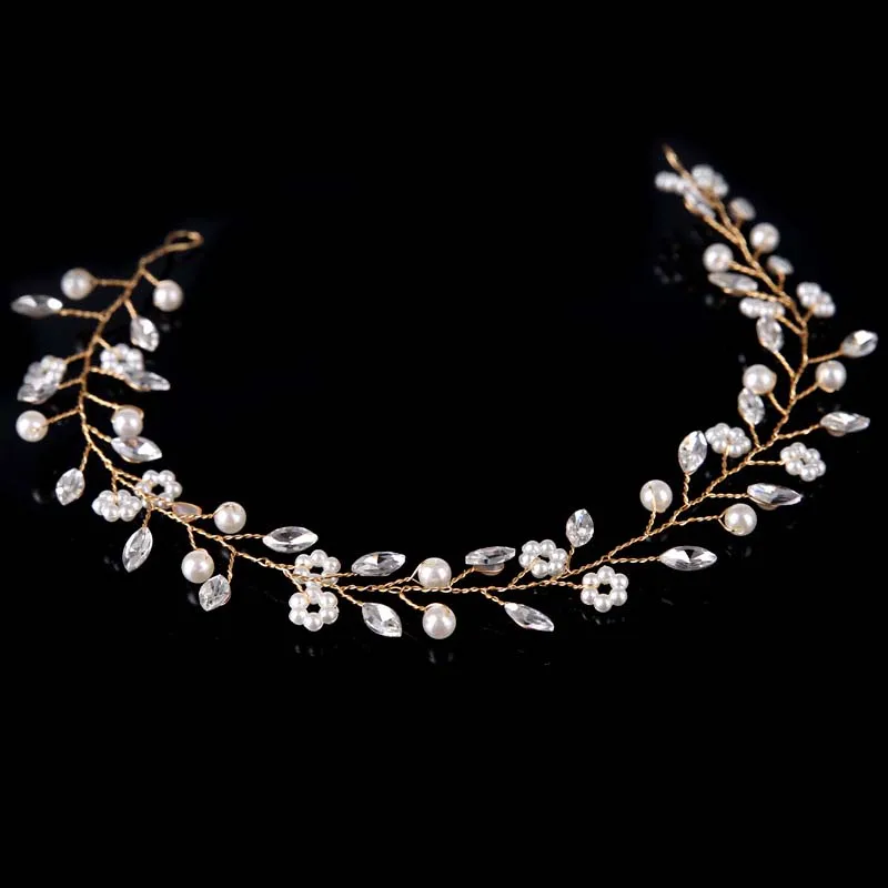 

Simple Silver Crystal Pearl Handmade Headbands Noiva Bride Tiaras Crowns Wedding Hair Jewelry Accessories Bridal Headpiece JL
