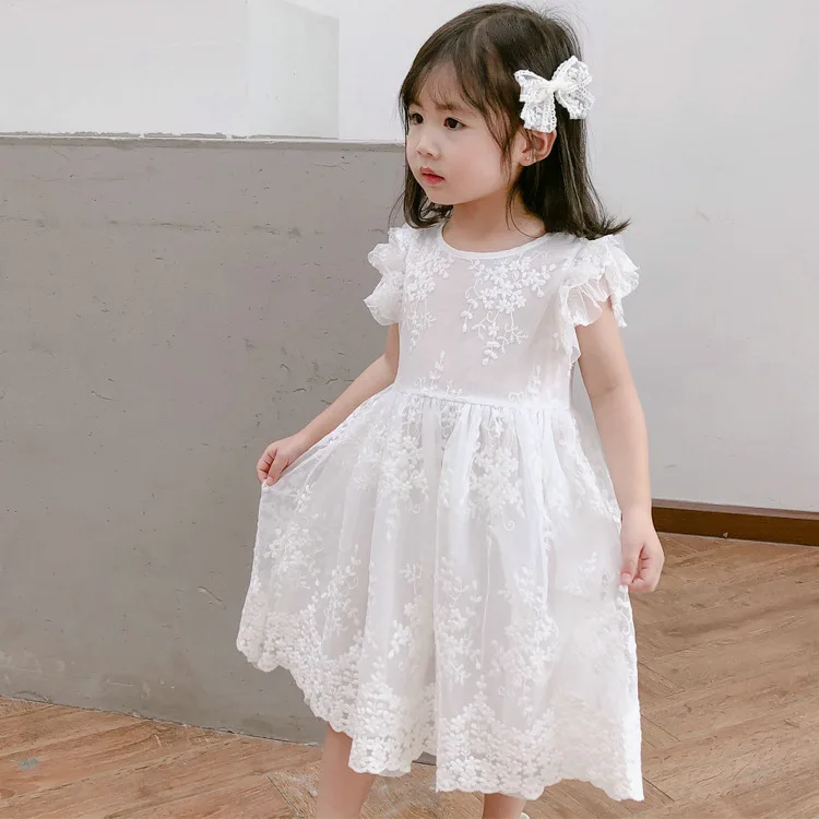 

Baby Girls Quality Fashion Summer White Lace Flower Dress,2019 Kids Girl Cotton Back Bow Party birthday Dresses Clothes Vestido