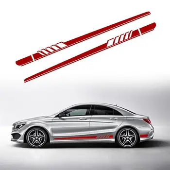 

2Pcs Auto Racing Sports Long Stripe Stickers Side Body Vinyl Decals DIY Car Body Decals for Mercedes-Benz 220x11.5CM Car Styling