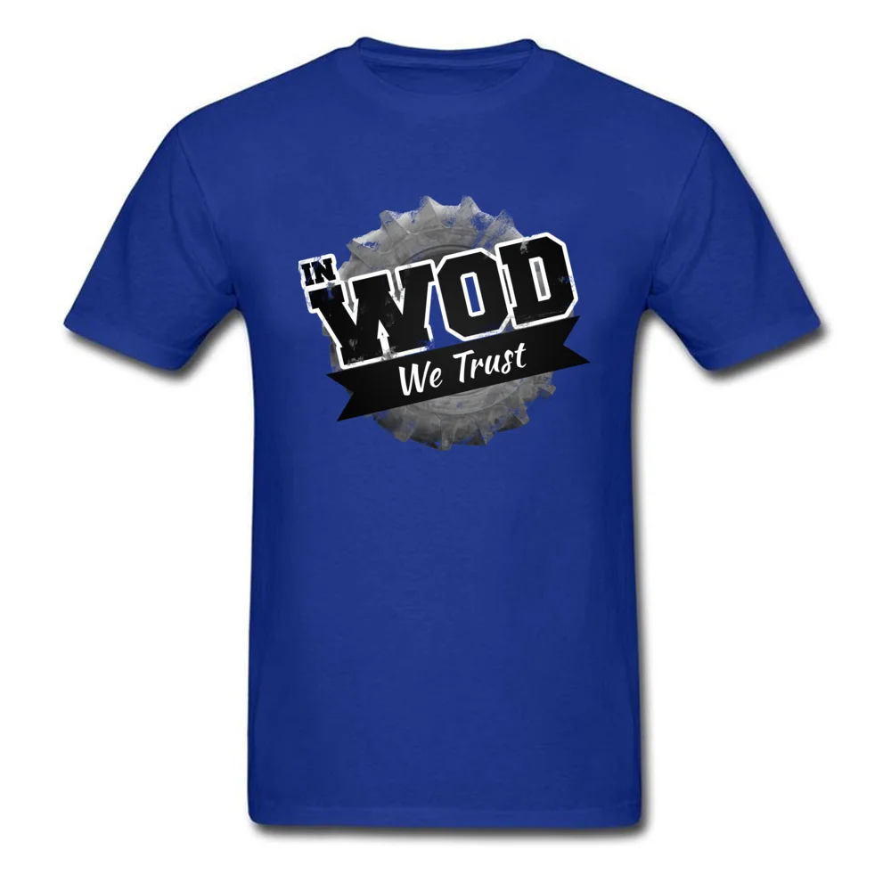 In WOD we Trust T Shirt Short Sleeve Print 2018 New Men Labor Day Tees Print Tops Shirts Crewneck 100% Cotton Wholesale In WOD we Trust blue