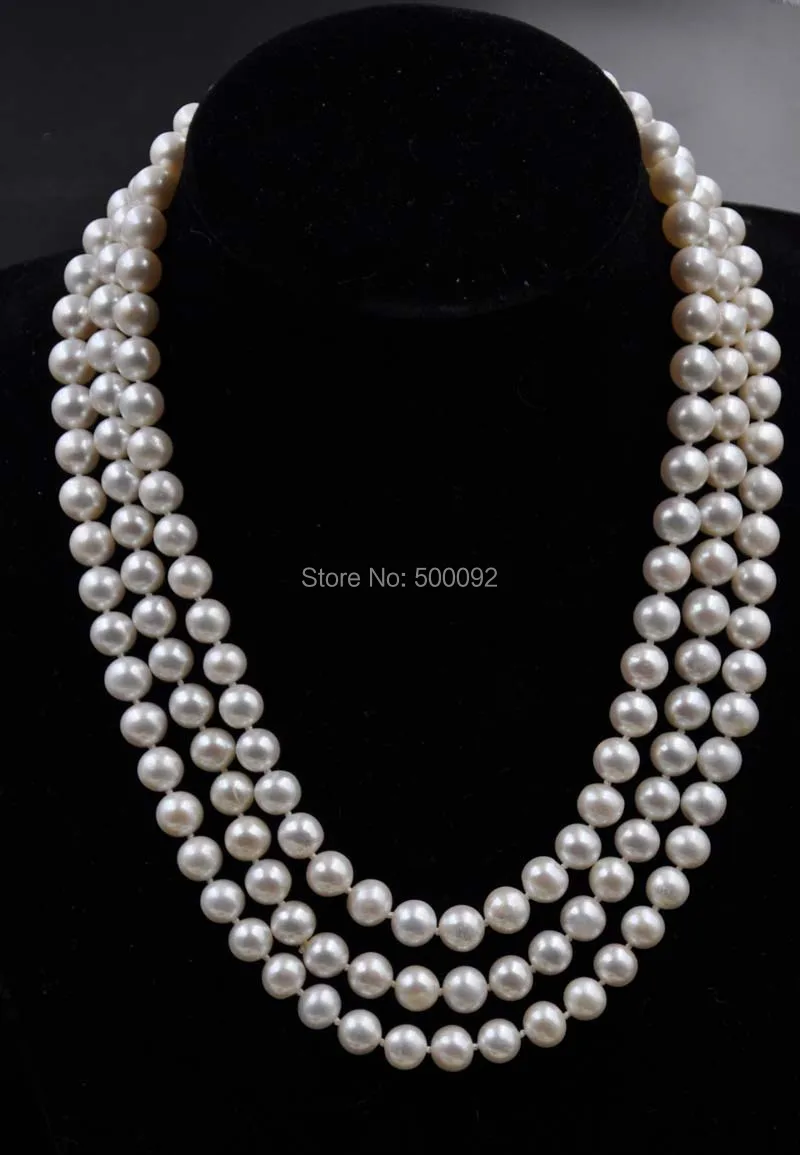 long 60" about 9mm near round Furrow thick cultured pearl necklacein