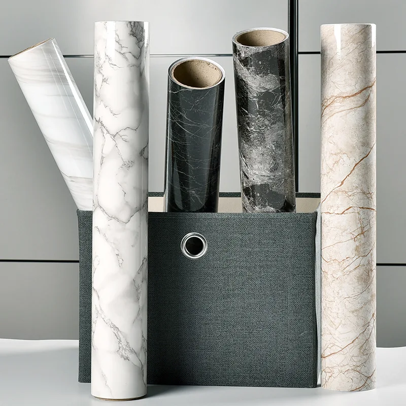 Dropship Marble Stickers Waterproof PVC Self adhesive Wallpaper For Kitchen Cupboard Countertop Table Wall Stickers Home Decor