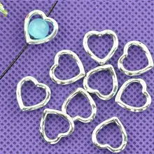 50 шт./лот, новые ювелирные изделия, древнее серебряное кольцо, сердце, круглые бусины 14 мм, бусины-разделители